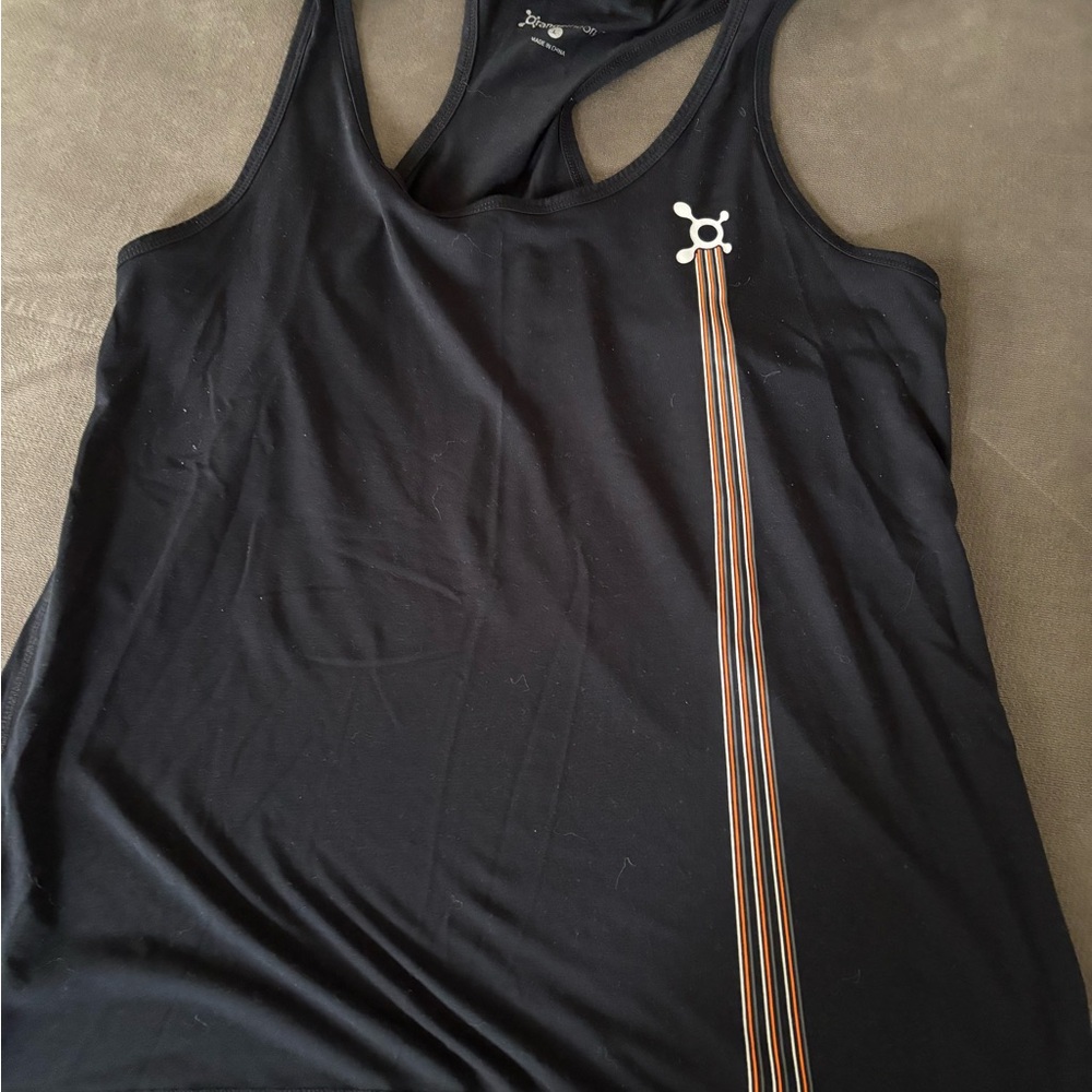 Orangetheory Black Tank Top with Orange Stripe